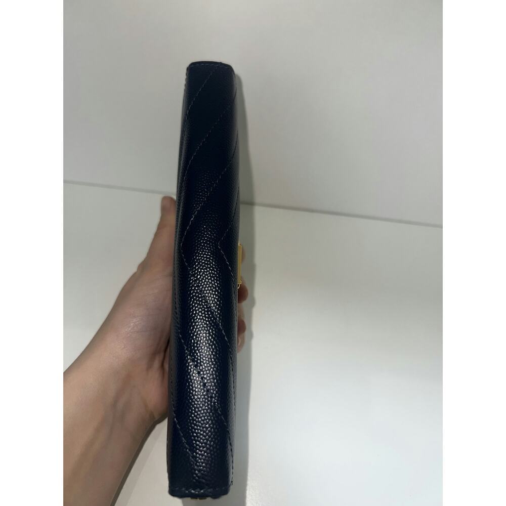 Saint Laurent Monogram Quilted Leather Zip Wallet in Navy - Picture 6 of 6